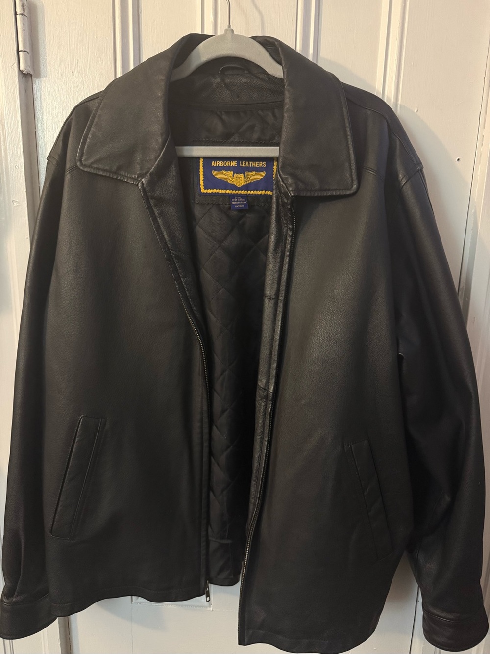 Vintage Airborne Leathers Black Leather  Jacket L/T